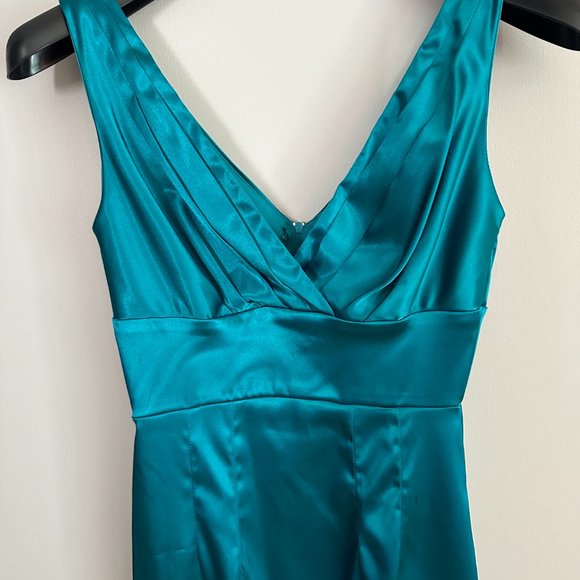 Turquiose Satin Dress - Picture 2 of 5